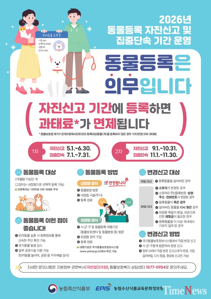 [보은군, 반려견 동물등록 자진신고 기간 운영]