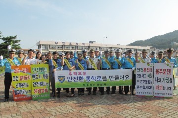 청원서 횡단보도로 건너요 우암초교 교통안전캠페인