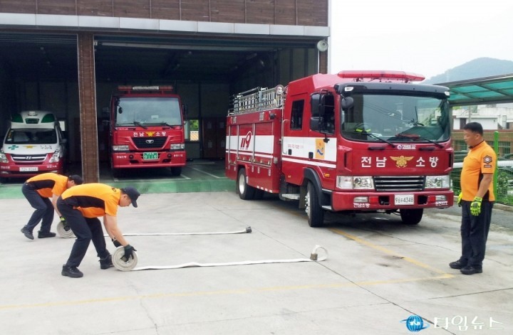 순천소방서 승주119안전센터, 화재진압 훈련 실시 