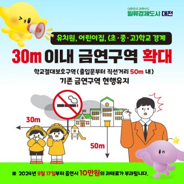 대전시, 교육시설 금연구역(10m→30m)확대