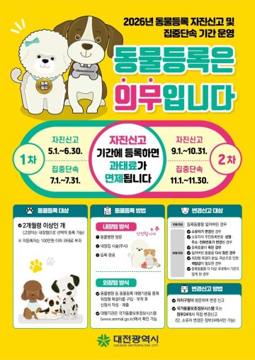 대전시, 반려견 등록 자진신고…과태료 면제