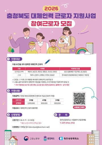 충북도, 육아휴직 빈자리 메우는 ‘대체인력’에 최대 200만 원 쏜다