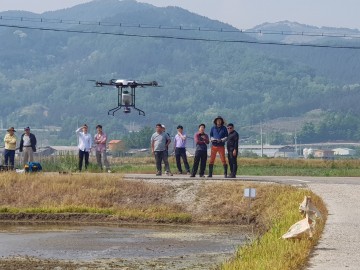 군위 드론활용 벼 직파 현장 연시회 개최