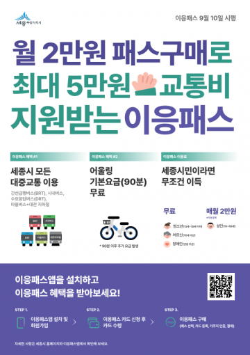 이응패스 첫 달, 세종시민 대중교통 이용 늘었다
