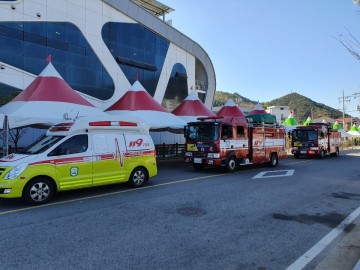 전라남도 벌교 소방차길터주기 훈련 실시