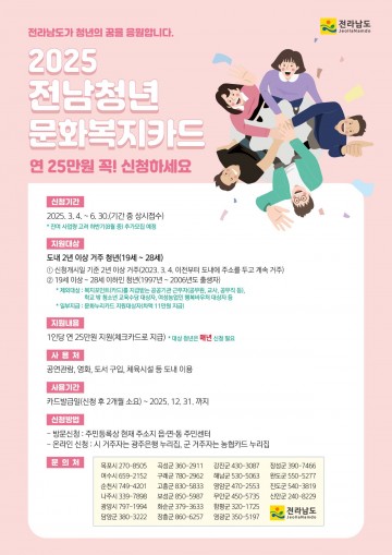 담양군, ‘전남청년 문화복지카드’ 신청 