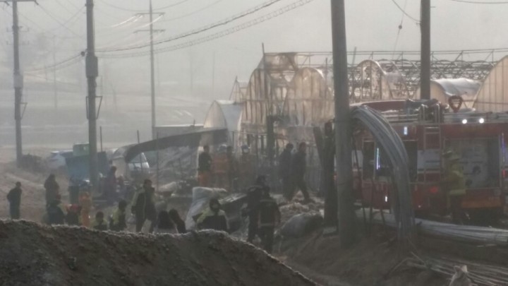 <속보> 오산시 서동 오이농장 비닐하우스 화재  