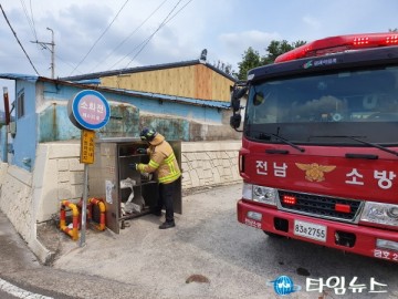 광양소방서 금호119안전센터, 비상소화장치함 사용법 교육 실시
