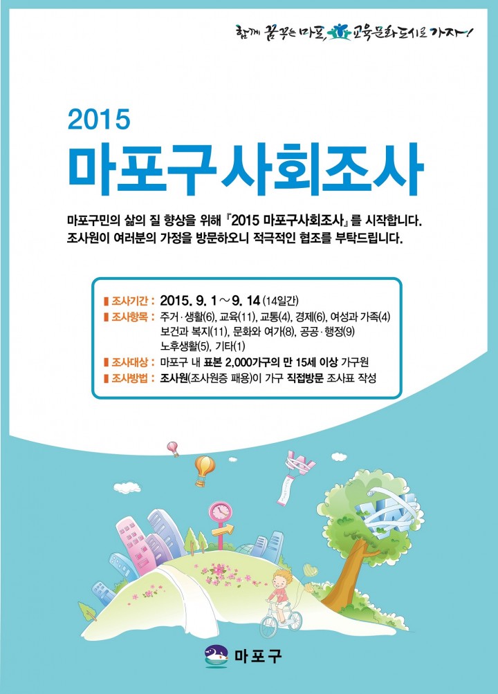 구민을 위한 ‘2015 마포구사회조사’ 실시