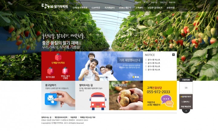 신등면 단계 딸기작목회 홈페이지 구축
