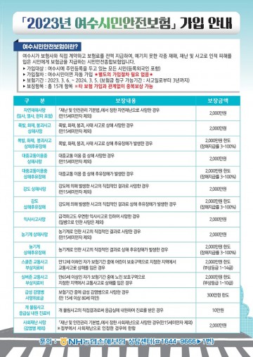 여수시, ‘시민 안전보험’ 가입…최대 2000만 원 보장