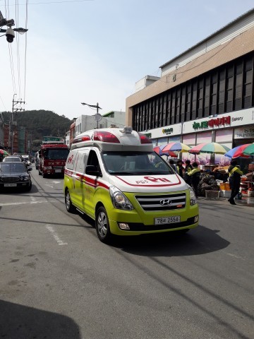 홍교 119안전센터 대국민 참여 "소방차 길 터주기" 훈련 실시