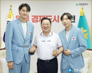이장우 대전시장, 오상욱·박상원 선수 환영…펜싱 지원 약속