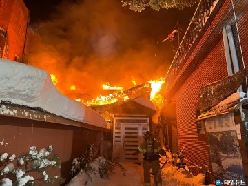 설 연휴 끝나자마자 울릉도에 대형화재 발생…펜션, 상가등으로 크게 번져