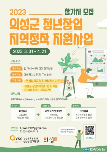의성군, 2023년 청년창업 지원사업 참여자 모집