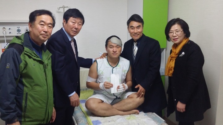 안동 의용소방대, 화재현장 부상 입은 소방공무원 위문