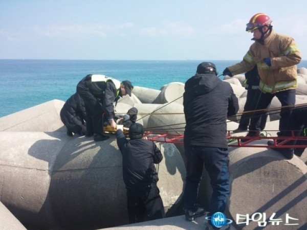 포항해양경비안전서, 방파제 추락자 합동 구조