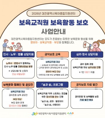 대전육아센터, 보육교직원 보호체계 본격 시행