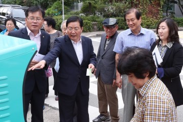 장종태 서구청장, ‘음식물쓰레기 RFID 종량기기 설치’ 현장 방문