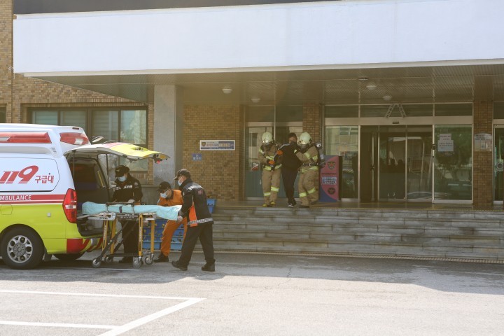 옥천경찰서, 옥천소방서 합동 소방훈련 실시