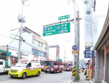 보성소방서 (홍교119안전센터) 소방차 길터주기 훈련 실시