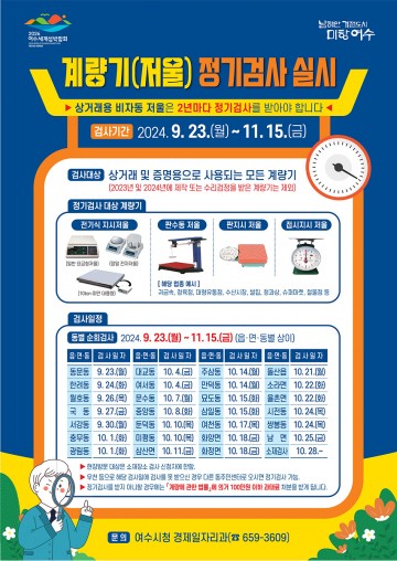 여수시, 상업용 저울 정기검사 실시 
