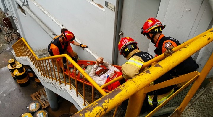 대성목재 사다리작업 추락 요구조자 구조