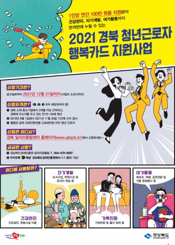청년근로자 행복카드 지원사업 참여자를 모집하는 경북도