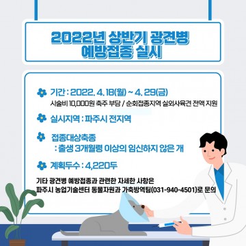 광견병 예방주사 접종지원 실시